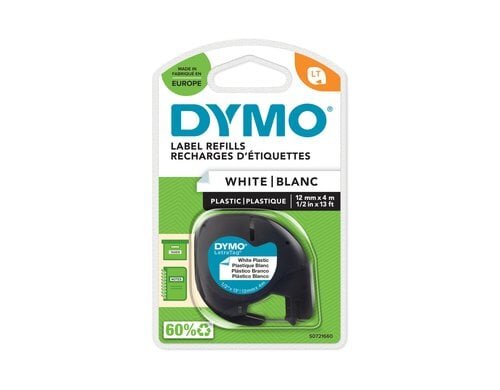 Dymo LetraTag Beschriftungsband, Plastik Weiss, 12mm x 4m - für alle LetraTag Geräte