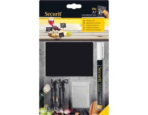 Securit Kreidetafel A7 Set à 20 Stk. inkl. 1 weisser Kreidestift, 10.5x7.4cm